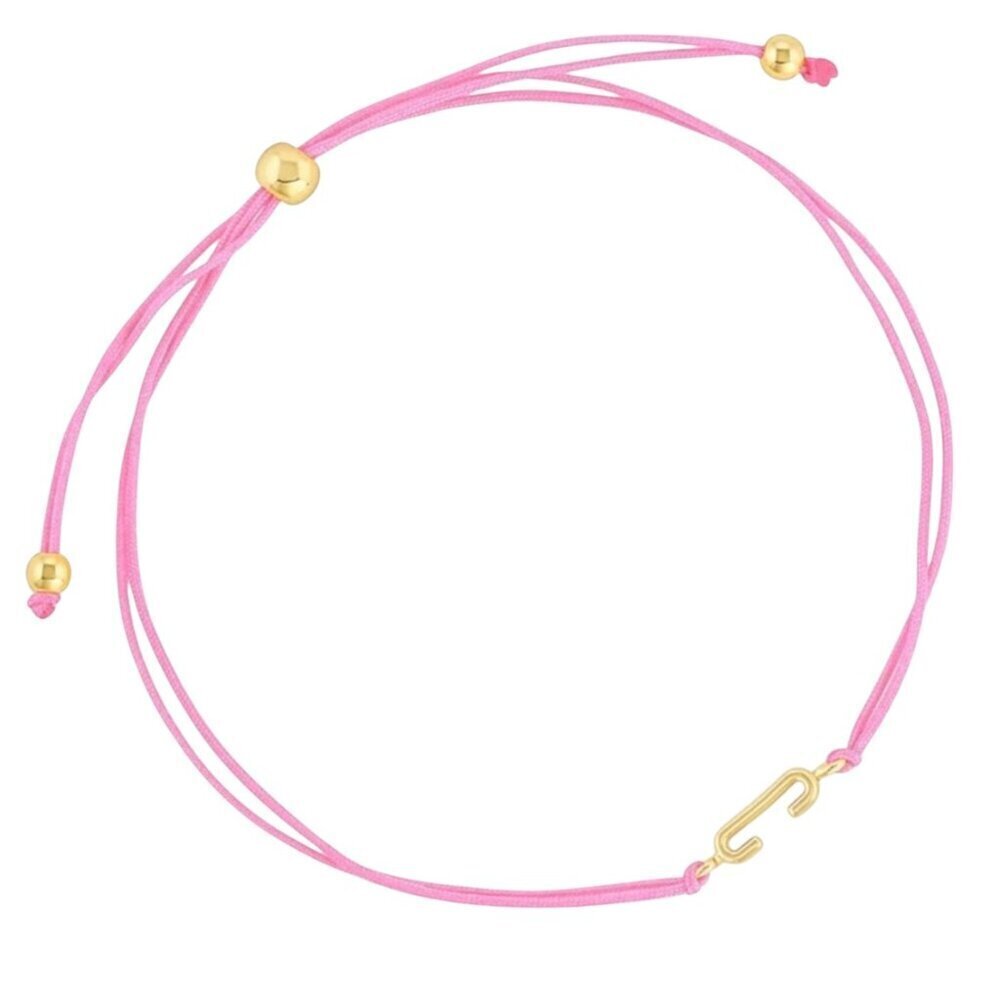 Gorjana Initial Prism Bracelet Pink String “C” Gold Plated NWT